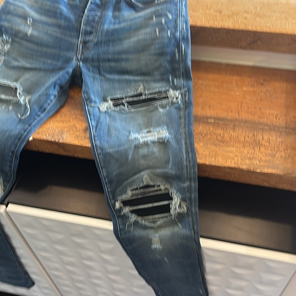 AMIRI Blue Skinny Distressed Jeans - Picture 3 of 9